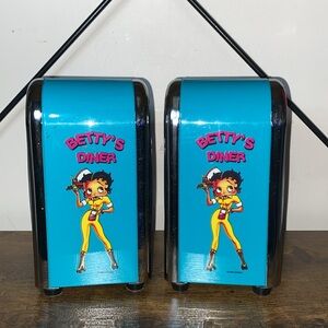 Betty Boop 1996 Betty’s Diner Napkin Dispenser Holder Set RARE